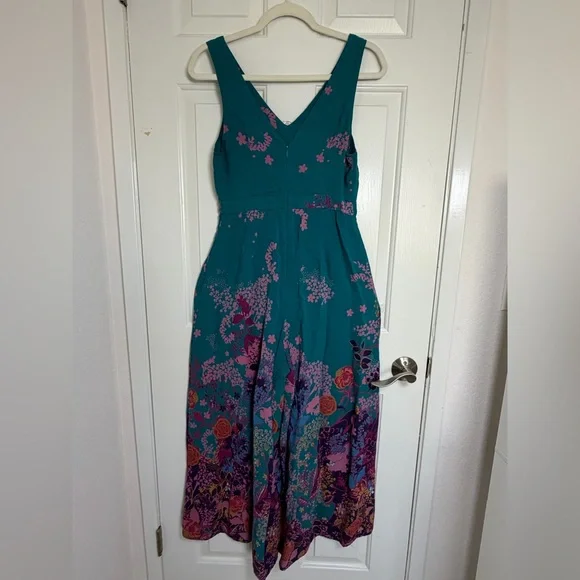 Maeve Anthropologie Womens Turquoise Floral V-Neck Wide Leg
Andalusia Jumpsuit 6 - Picture 8 of 9